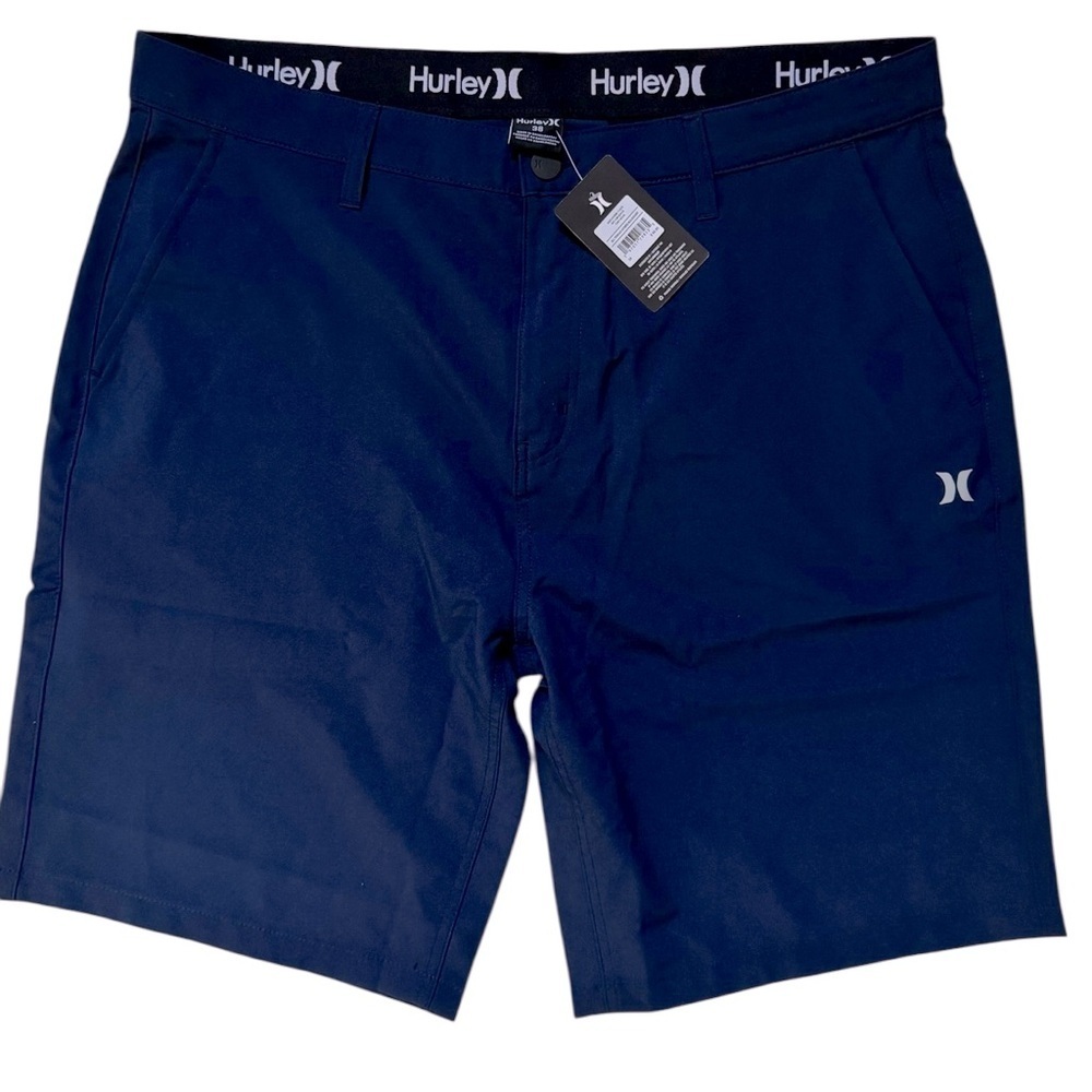 HURLEY MEN'S REGULAR FIT HYBRID BLUE WATER REPELLENT WAISTBAN WALK SHORT SIZE 38